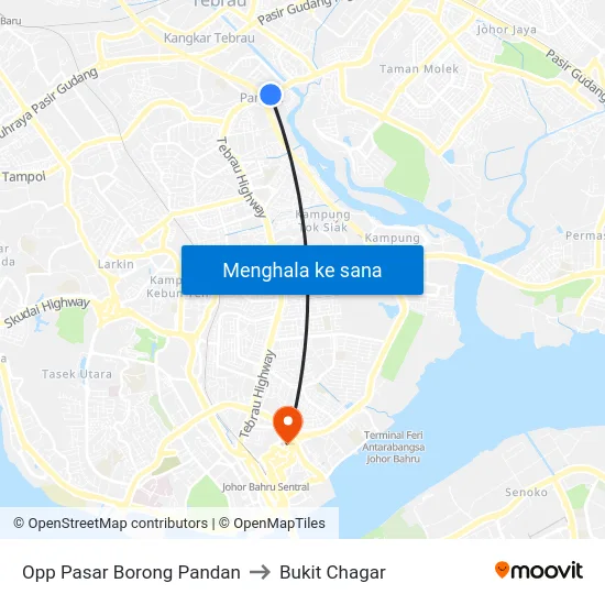 Opp Pasar Borong Pandan to Bukit Chagar map