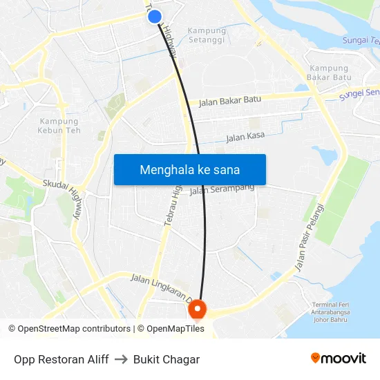 Opp Restoran Aliff to Bukit Chagar map