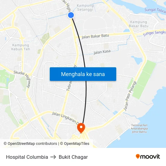 Hospital Columbia to Bukit Chagar map
