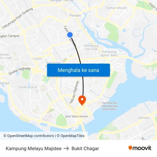 Kampung Melayu Majidee to Bukit Chagar map