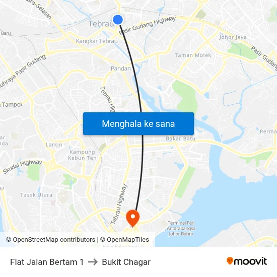 Flat Jalan Bertam 1 to Bukit Chagar map