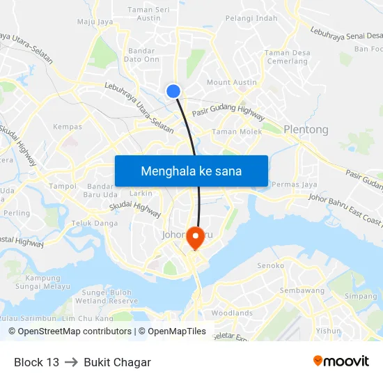 Block 13 to Bukit Chagar map