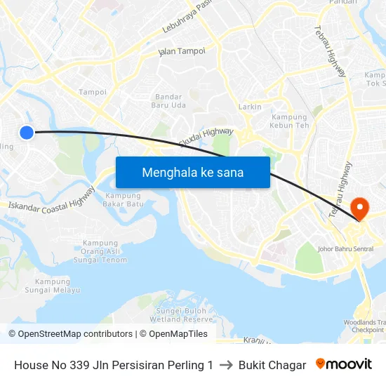 House No 339 Jln Persisiran Perling 1 to Bukit Chagar map