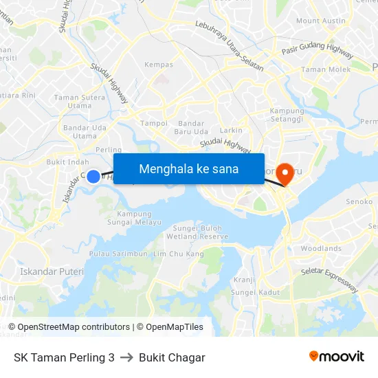 SK Taman Perling 3 to Bukit Chagar map