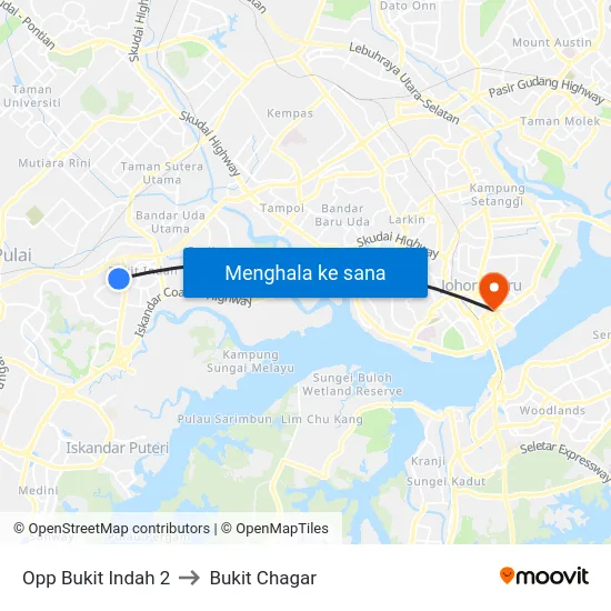 Opp Bukit Indah 2 to Bukit Chagar map