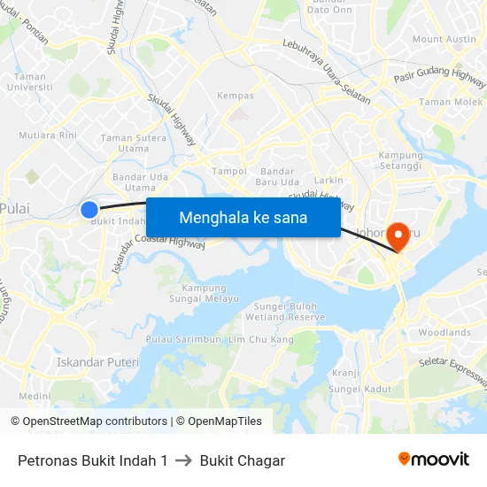 Petronas Bukit Indah 1 to Bukit Chagar map