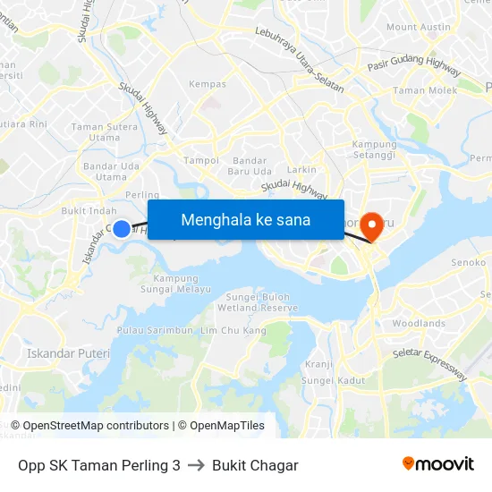 Opp SK Taman Perling 3 to Bukit Chagar map