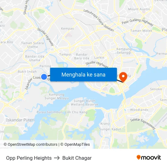 Opp Perling Heights to Bukit Chagar map