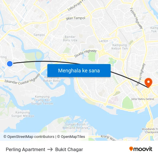 Perling Apartment to Bukit Chagar map