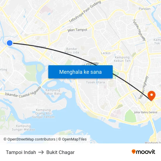Tampoi Indah to Bukit Chagar map
