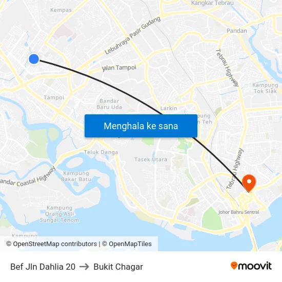Bef Jln Dahlia 20 to Bukit Chagar map