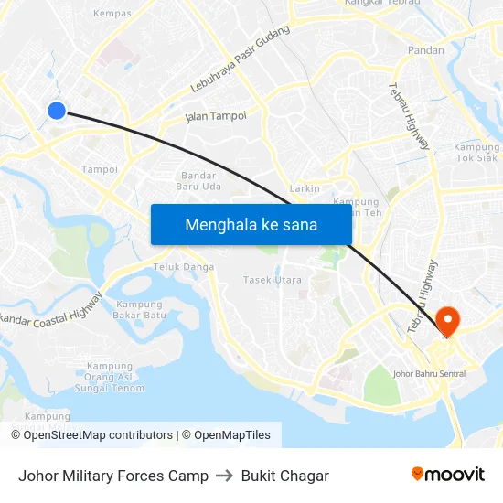 Johor Military Forces Camp to Bukit Chagar map