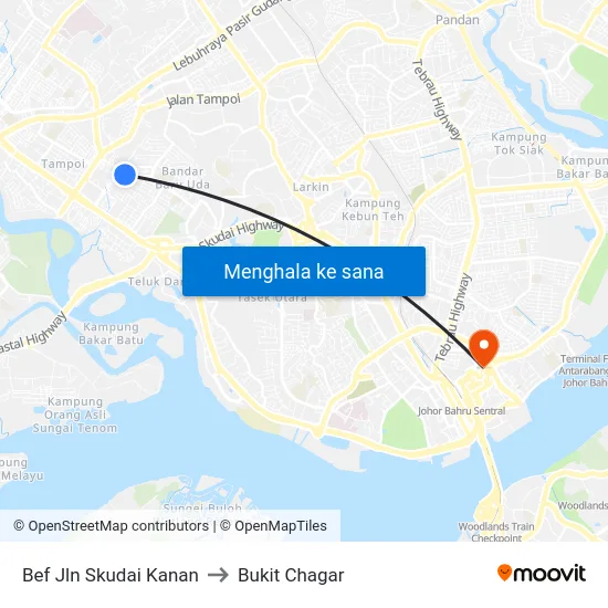 Bef Jln Skudai Kanan to Bukit Chagar map