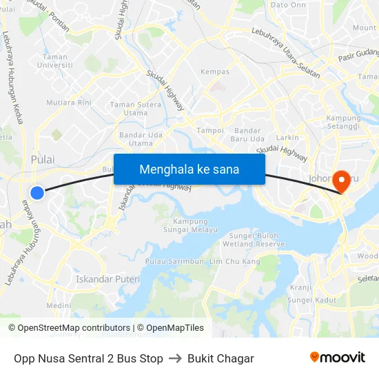 Opp Nusa Sentral 2 Bus Stop to Bukit Chagar map