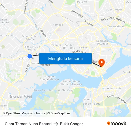 Giant Taman Nusa Bestari to Bukit Chagar map