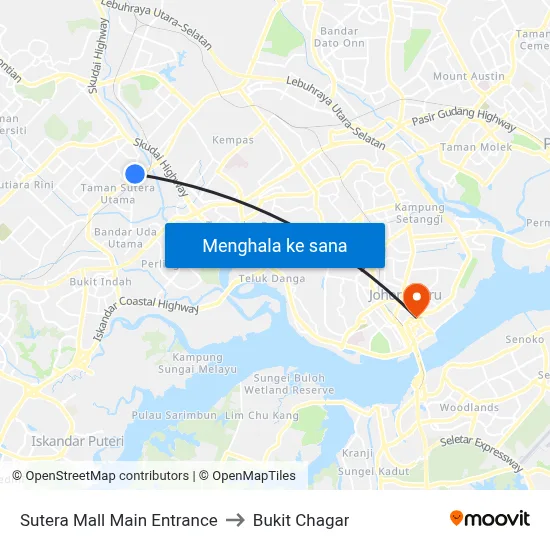 Sutera Mall Main Entrance to Bukit Chagar map