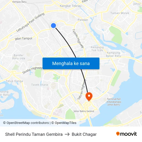 Shell Perindu Taman Gembira to Bukit Chagar map