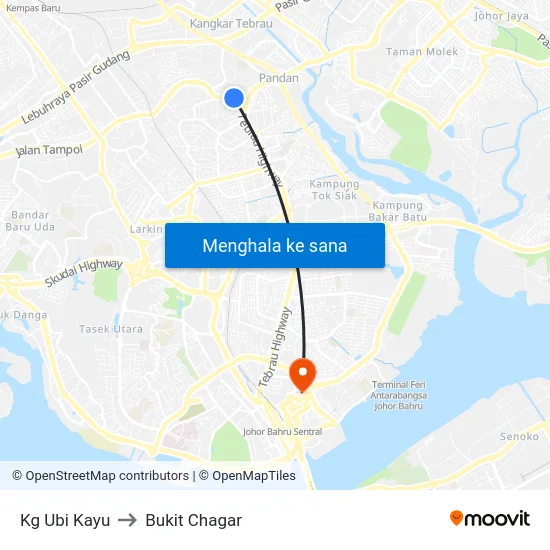 Kg Ubi Kayu to Bukit Chagar map