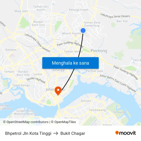 Bhpetrol Jln Kota Tinggi to Bukit Chagar map