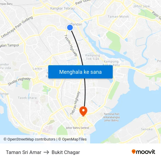 Taman Sri Amar to Bukit Chagar map