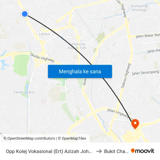 Opp Kolej Vokasional (Ert) Azizah Johor Bahru to Bukit Chagar map