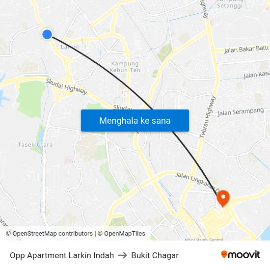 Opp Apartment Larkin Indah to Bukit Chagar map