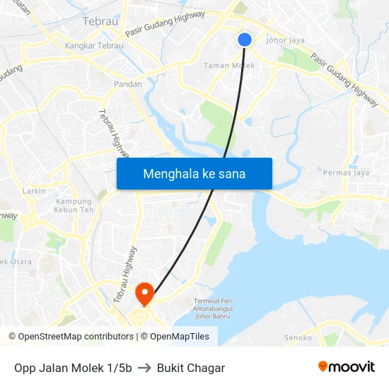 Opp Jalan Molek 1/5b to Bukit Chagar map