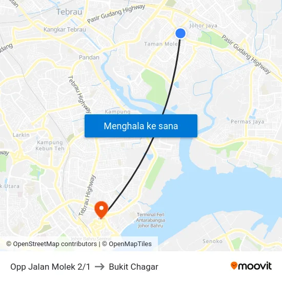 Opp Jalan Molek 2/1 to Bukit Chagar map