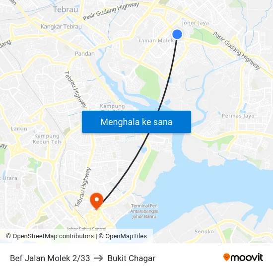 Bef Jalan Molek 2/33 to Bukit Chagar map