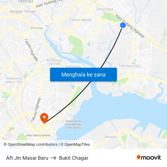 Aft Jln Masai Baru to Bukit Chagar map