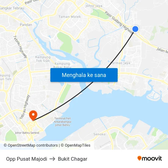 Opp Pusat Majodi to Bukit Chagar map