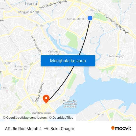 Aft Jln Ros Merah 4 to Bukit Chagar map