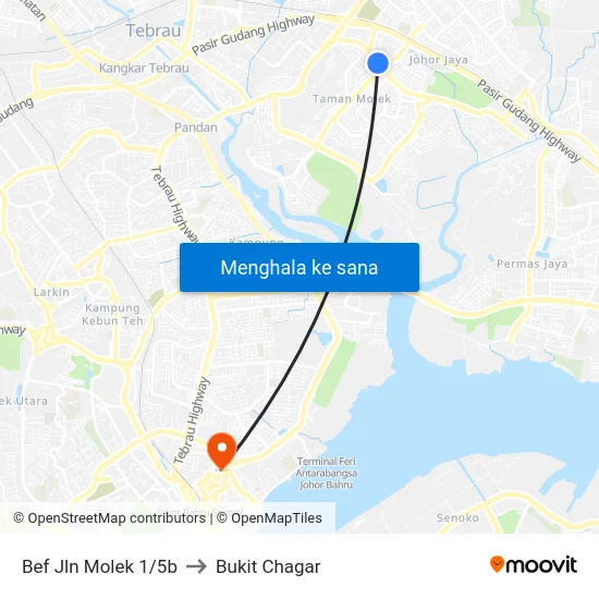 Bef Jln Molek 1/5b to Bukit Chagar map