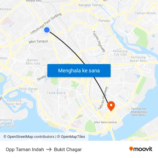 Opp Taman Indah to Bukit Chagar map