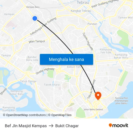 Bef Jln Masjid Kempas to Bukit Chagar map