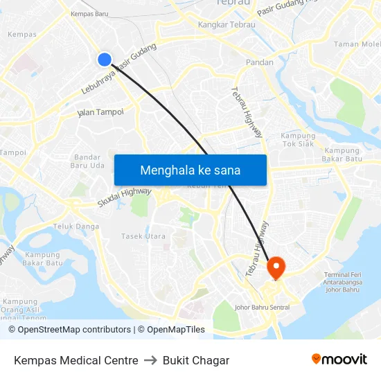 Kempas Medical Centre to Bukit Chagar map