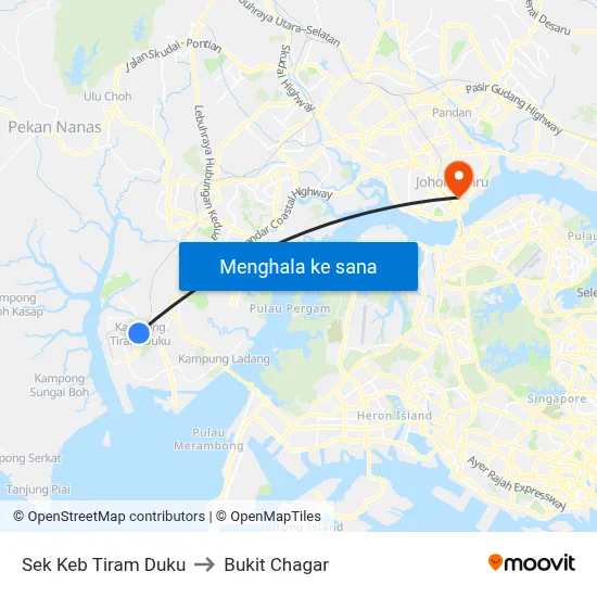 Sek Keb Tiram Duku to Bukit Chagar map
