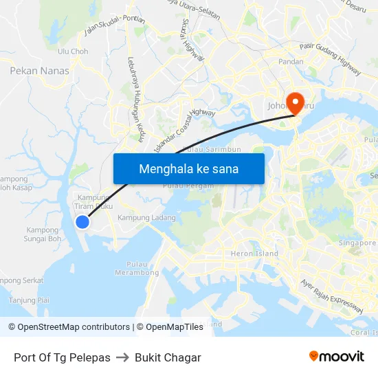 Port Of Tg Pelepas to Bukit Chagar map