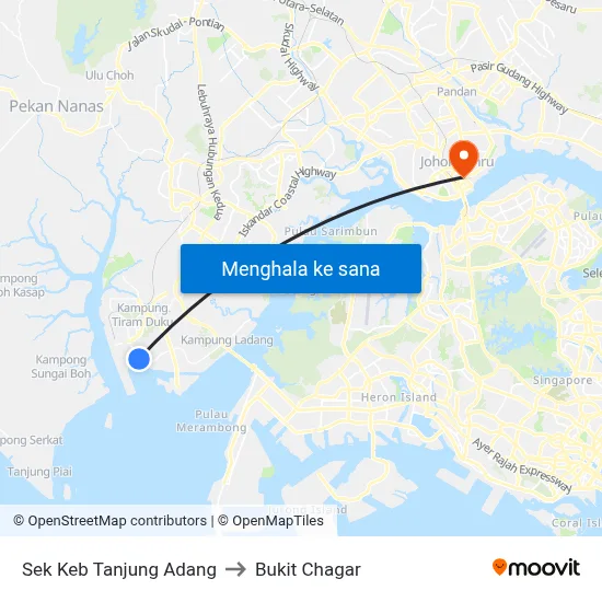 Sek Keb Tanjung Adang to Bukit Chagar map