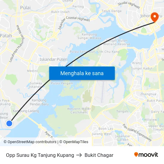 Opp Surau Kg Tanjung Kupang to Bukit Chagar map