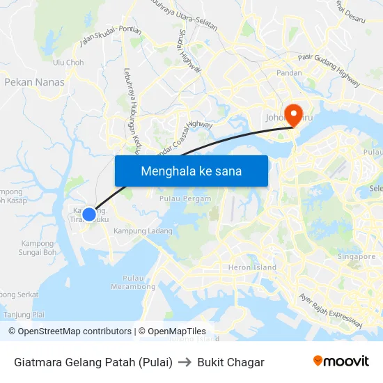 Giatmara Gelang Patah (Pulai) to Bukit Chagar map