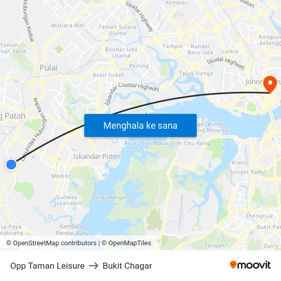 Opp Taman Leisure to Bukit Chagar map
