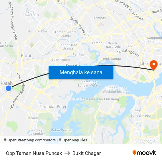 Opp Taman Nusa Puncak to Bukit Chagar map