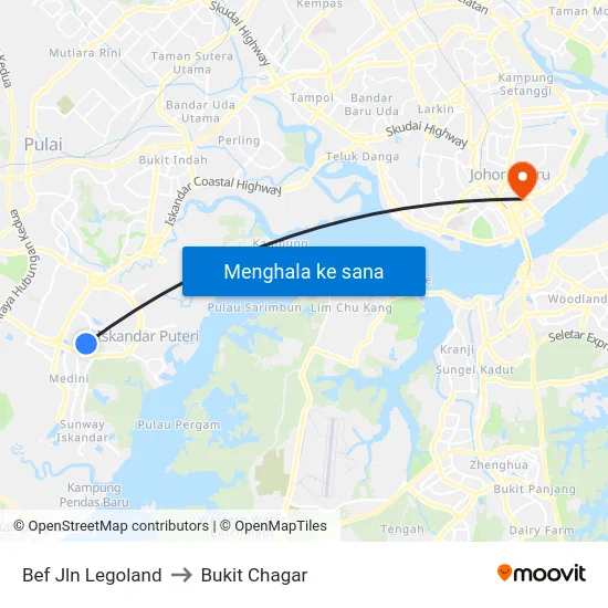 Bef Jln Legoland to Bukit Chagar map