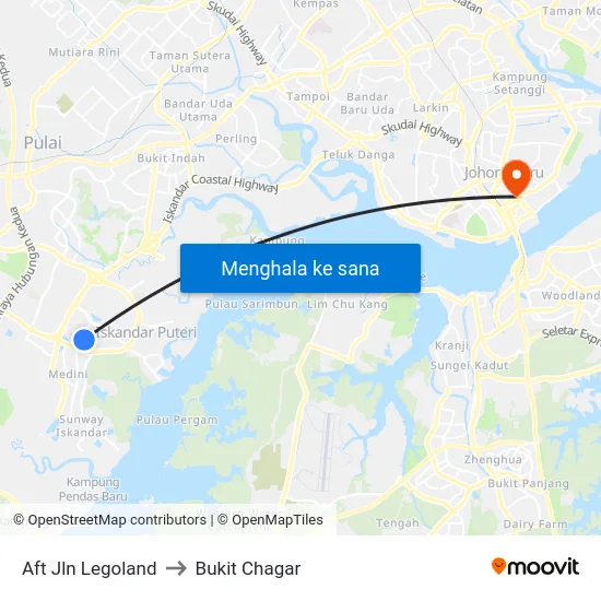 Aft Jln Legoland to Bukit Chagar map