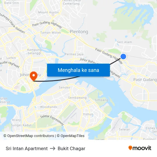 Sri Intan Apartment to Bukit Chagar map