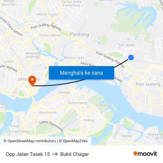 Opp Jalan Tasek 15 to Bukit Chagar map