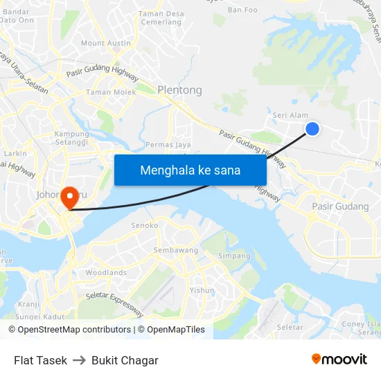 Flat Tasek to Bukit Chagar map