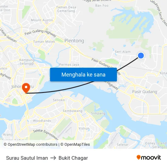 Surau Sautul Iman to Bukit Chagar map