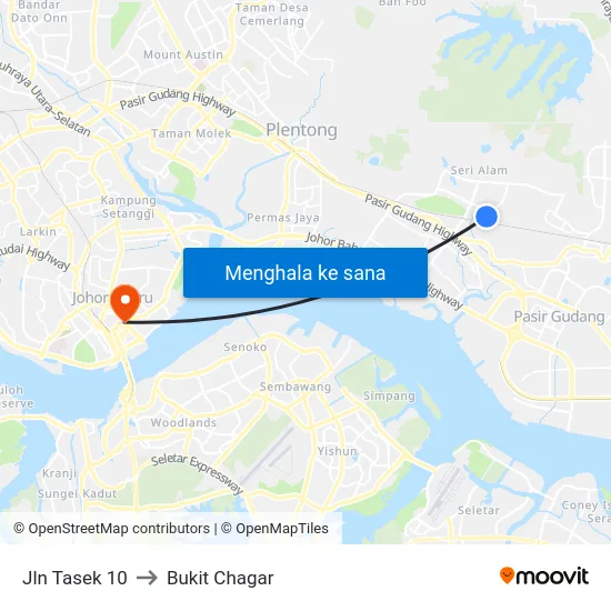 Jln Tasek 10 to Bukit Chagar map
